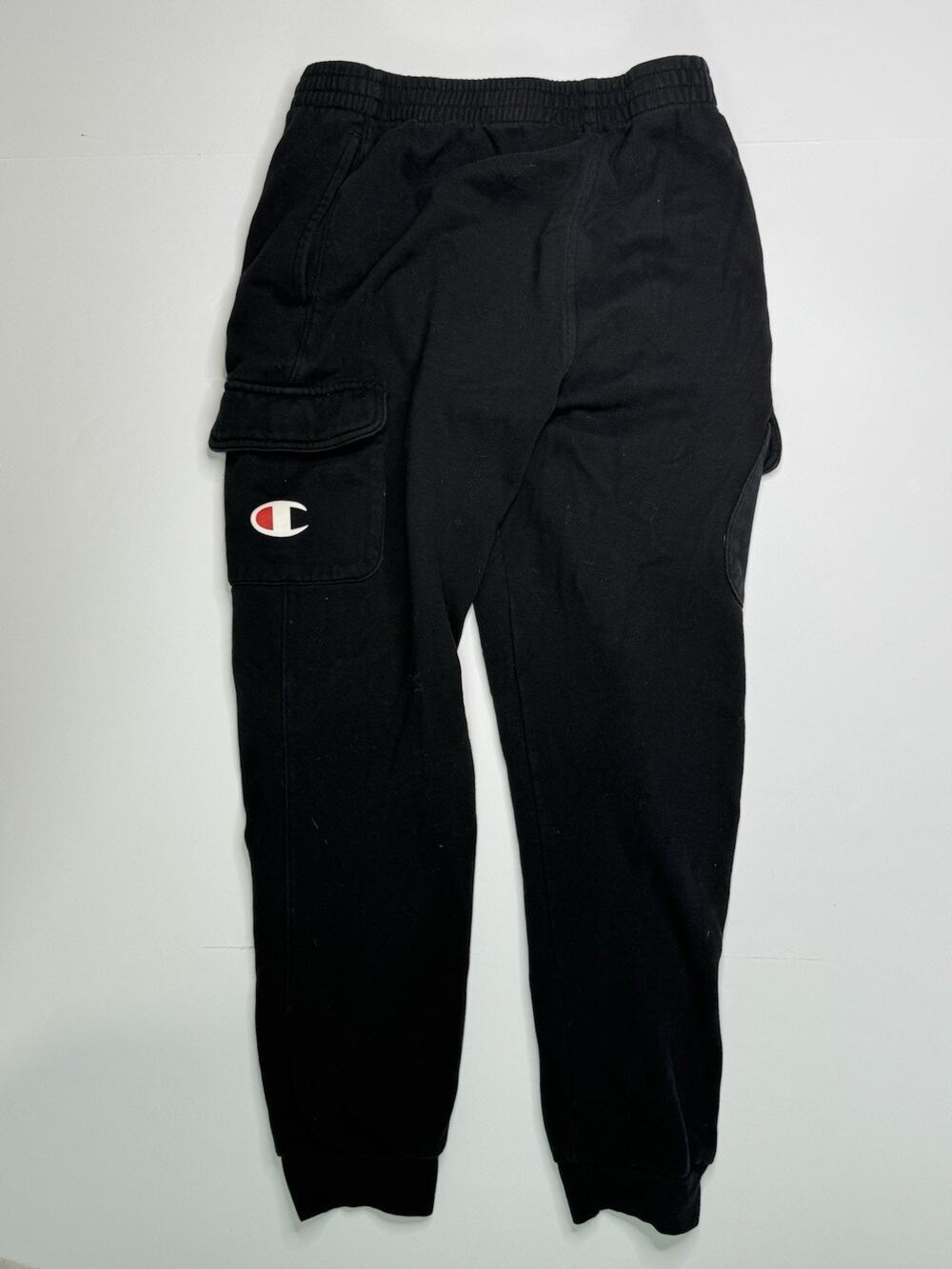 Champion Sweatpants Boys Large Black French Terry Tapered Leg Cargo Pockets